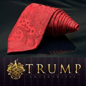 DONALD J. TRUMP  MEN'S TIE 100% SILK  Dark Red Paisley 60”